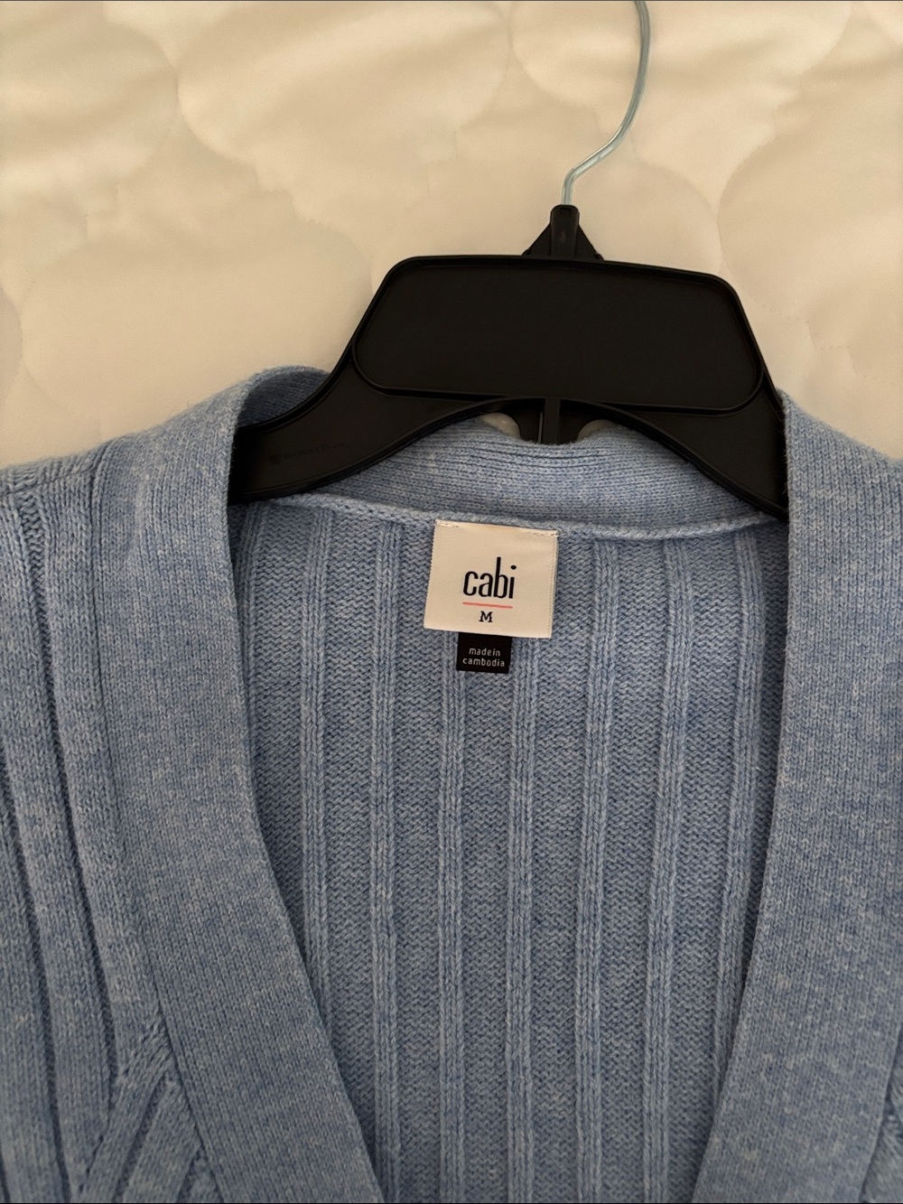 CAbi Powder Blue Ribbed V-Neck Button Front Cardigan - Picture 2 of 4